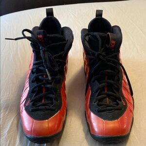 Boys Nike air foamposite orange & black high tops